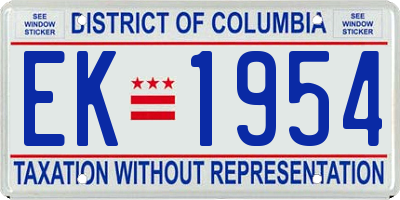 DC license plate EK1954