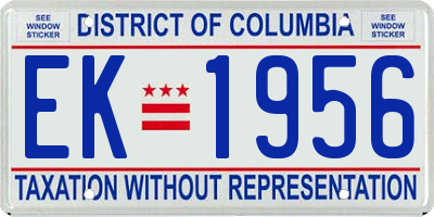 DC license plate EK1956