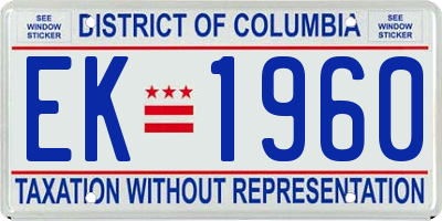 DC license plate EK1960