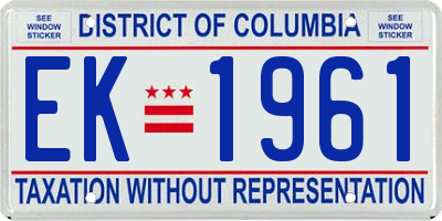 DC license plate EK1961