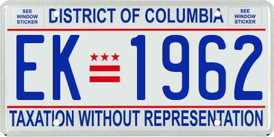 DC license plate EK1962