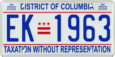 DC license plate EK1963