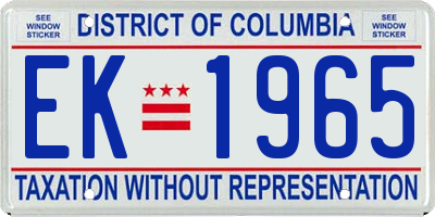 DC license plate EK1965