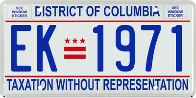 DC license plate EK1971