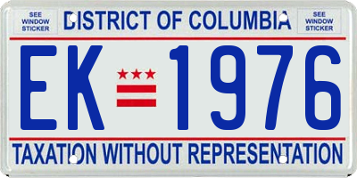 DC license plate EK1976