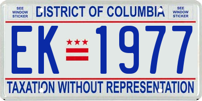 DC license plate EK1977