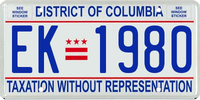 DC license plate EK1980