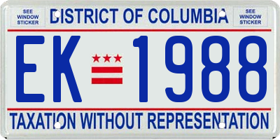 DC license plate EK1988