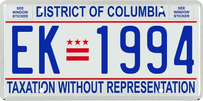 DC license plate EK1994