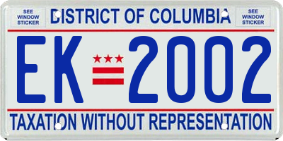 DC license plate EK2002