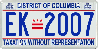 DC license plate EK2007