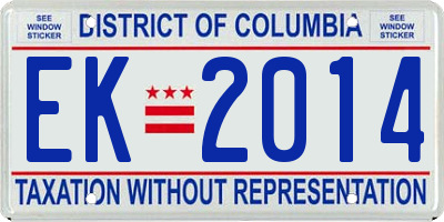 DC license plate EK2014