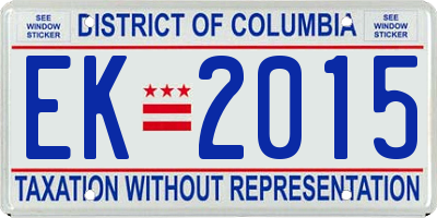 DC license plate EK2015