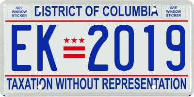 DC license plate EK2019