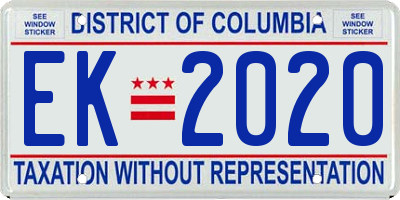 DC license plate EK2020