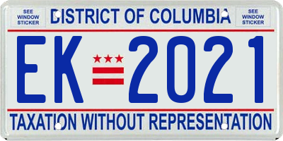 DC license plate EK2021