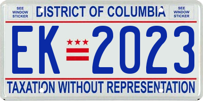 DC license plate EK2023