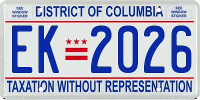 DC license plate EK2026