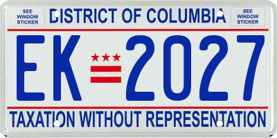 DC license plate EK2027