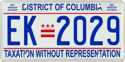 DC license plate EK2029