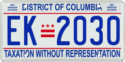 DC license plate EK2030