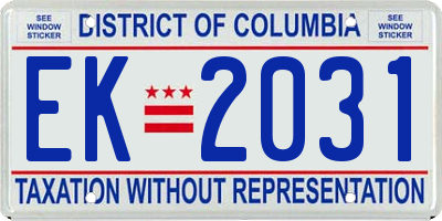 DC license plate EK2031