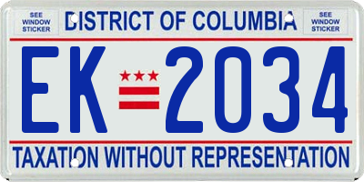 DC license plate EK2034