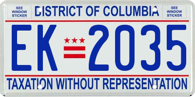 DC license plate EK2035