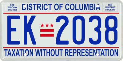 DC license plate EK2038