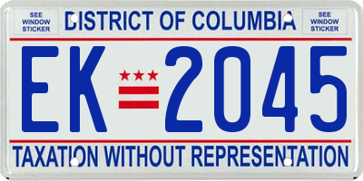DC license plate EK2045