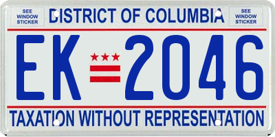 DC license plate EK2046