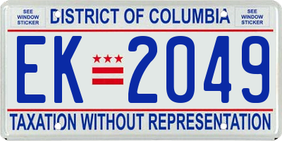 DC license plate EK2049