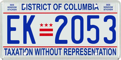 DC license plate EK2053