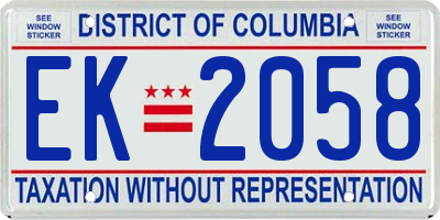 DC license plate EK2058