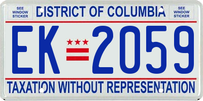 DC license plate EK2059