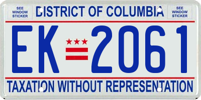 DC license plate EK2061