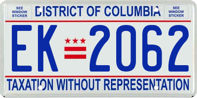 DC license plate EK2062