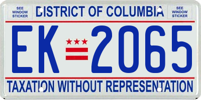 DC license plate EK2065