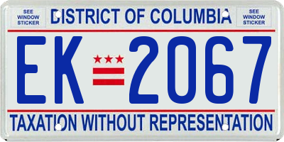 DC license plate EK2067