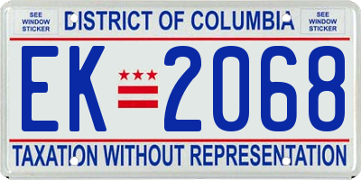 DC license plate EK2068