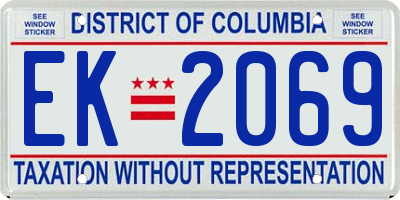 DC license plate EK2069