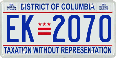 DC license plate EK2070