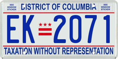 DC license plate EK2071
