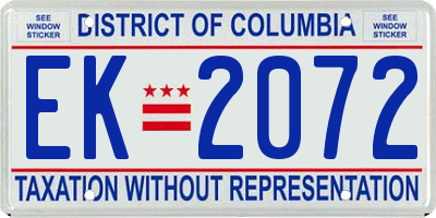 DC license plate EK2072