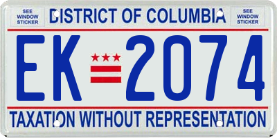 DC license plate EK2074