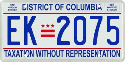 DC license plate EK2075