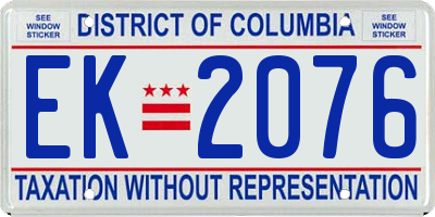 DC license plate EK2076