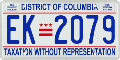 DC license plate EK2079