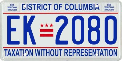 DC license plate EK2080