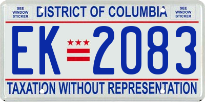 DC license plate EK2083